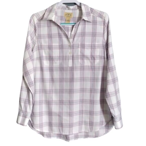 4/$20 Blue Mountain | pink/white plaid popover tunic - Picture 2 of 8